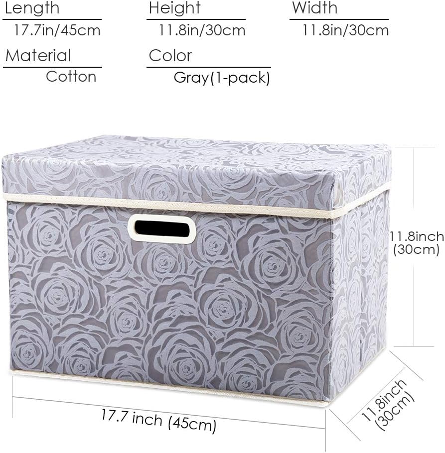 Lid Fabric Decorative Storage Bin Cube Organizer Container Basket / Gray / Large