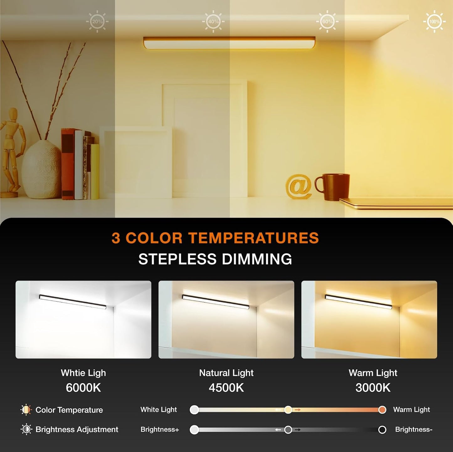 Under Cabinet Lights Remote Control,4 Pack Magnetic Rechargeable Light bar,Under Cabinet Lighting Wireless,Ceiling and