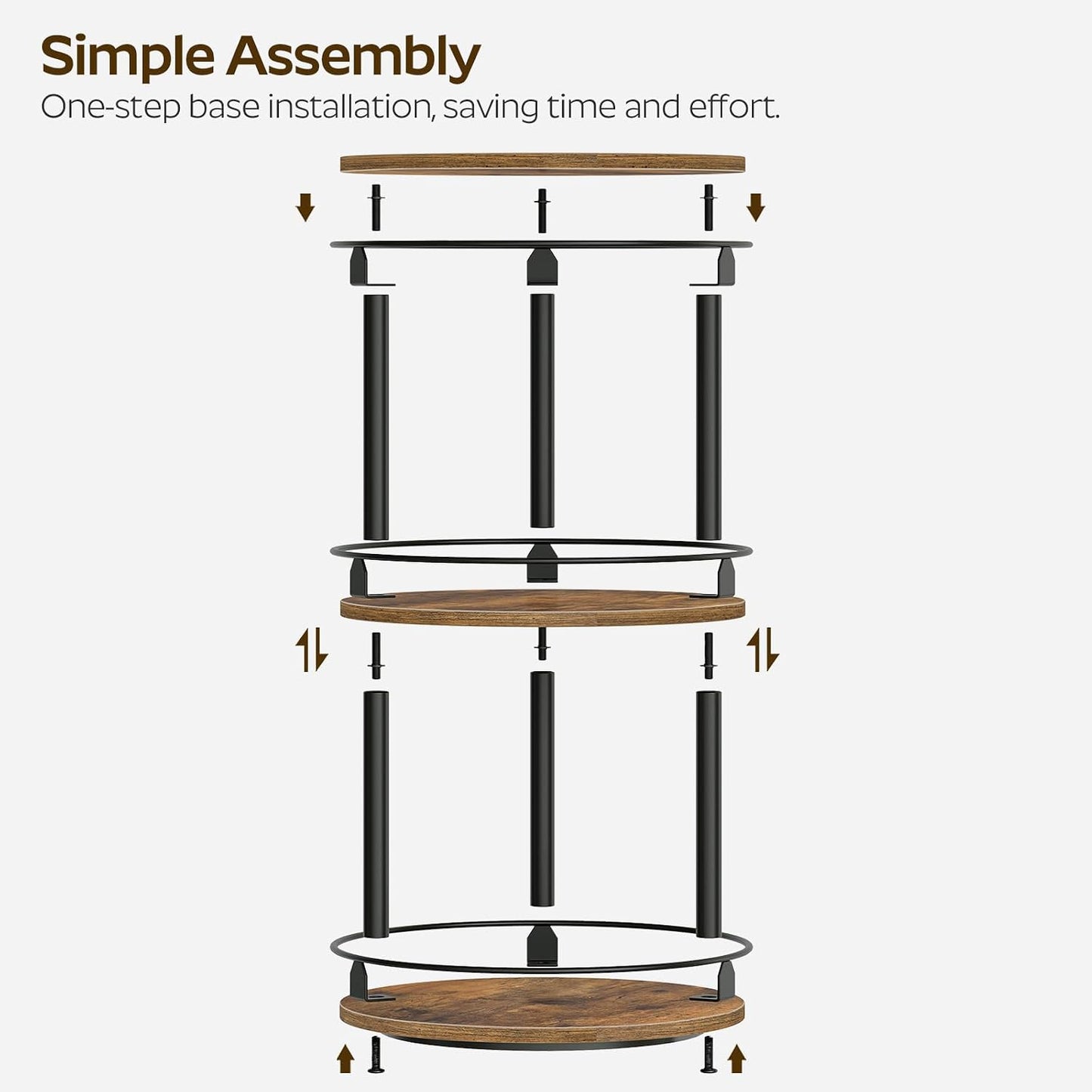 3-Tier Lazy Susan Organizer, Rotating Spice Rack, Spinning Organizer, Industrial Turntable Spice Rack Organizer for