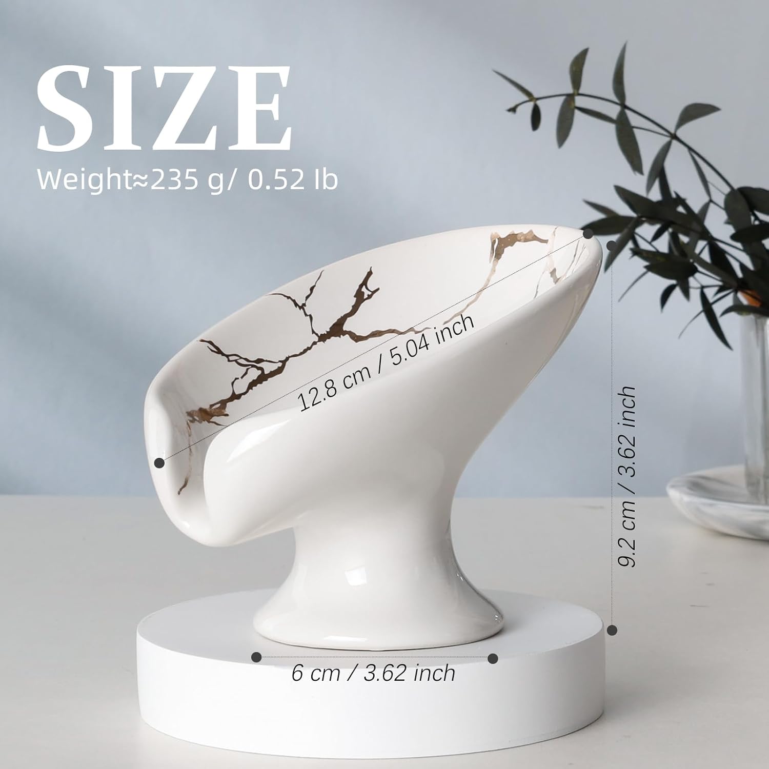 Self Draining Bar Soap Holder / Marble White / Set of 2