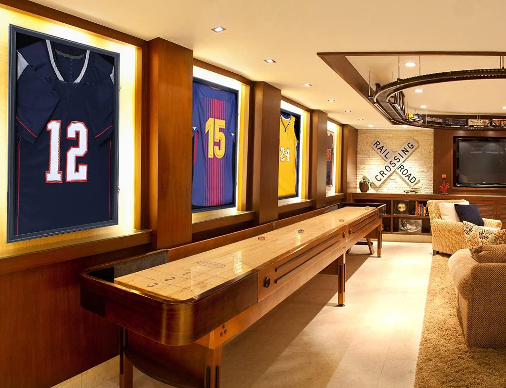 IHEIPYE Jersey Frame Display Case Shadow Box - Lockable with UV Protection Acrylic and Hanger for Baseball, Basketball