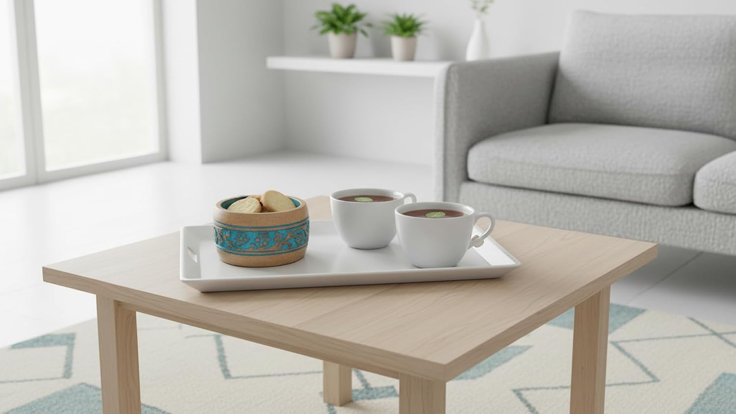 Handmade " Decorative Mango Wood Snack Serving Bowl For Dry Fruits Chips / Blue Wash Finish / 5 x 3