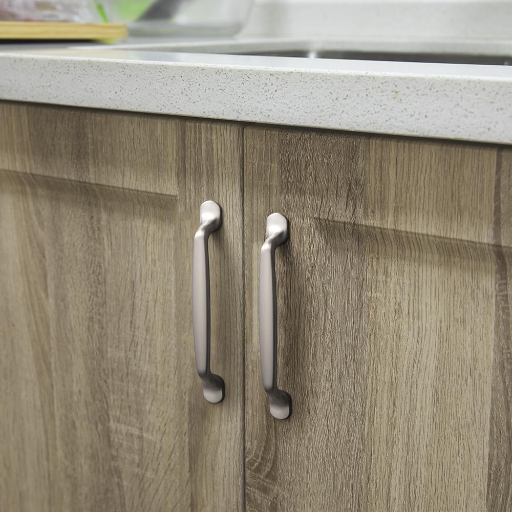 Curved Design Contemporary / 5" Center To Center / Modern / Satin Nickel / Set of 6
