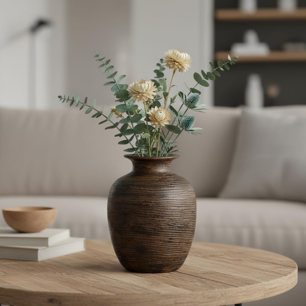 Farmhouse Vases Home Decor / Dark Brown / 7 Inch