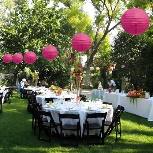 20Pcs Fuchsia Paper Lanterns for Parties, 4” 6” 8” 10” 12” Chinese Asian Hanging Round Paper Lanterns for Birthday Wedding Halloween Christmas Home Decor Party Decor