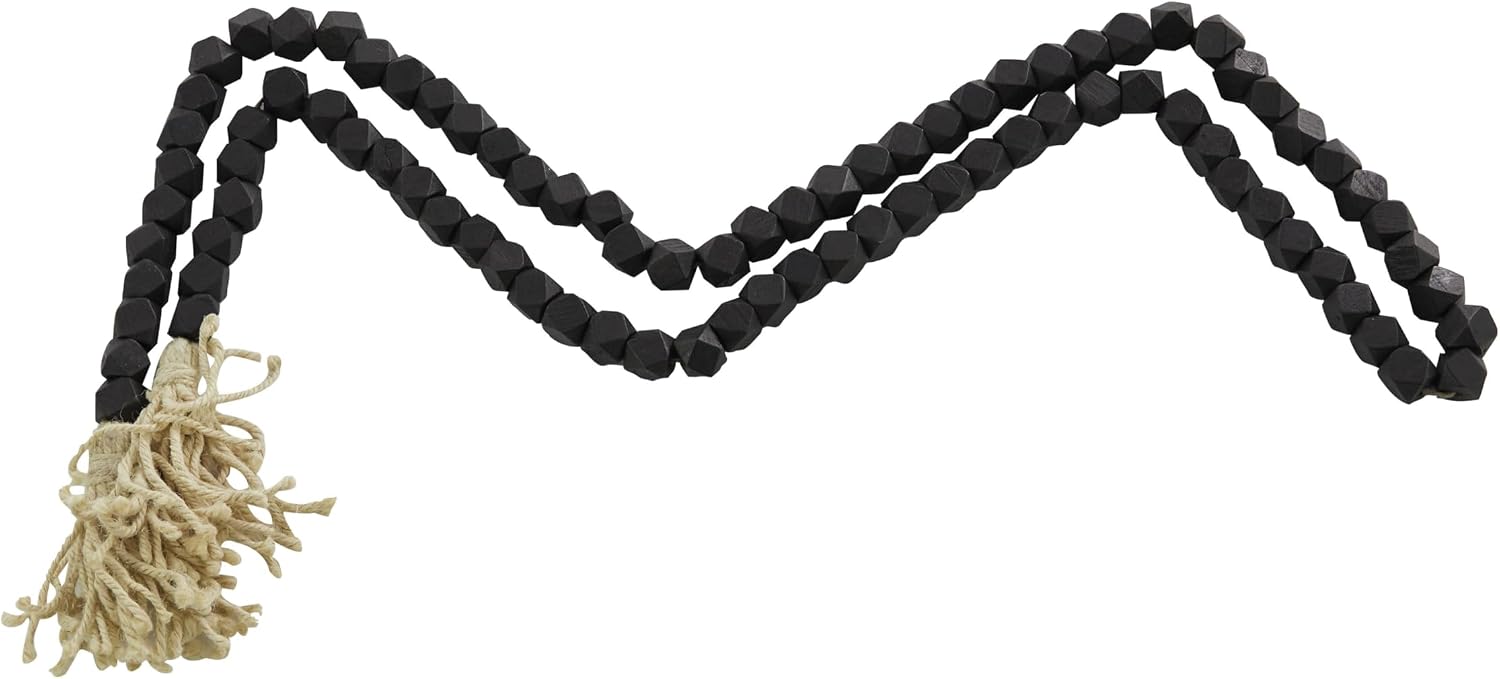 Wood Handmade Beaded Garland / Black / Geometric / 1 x 1 x 80
