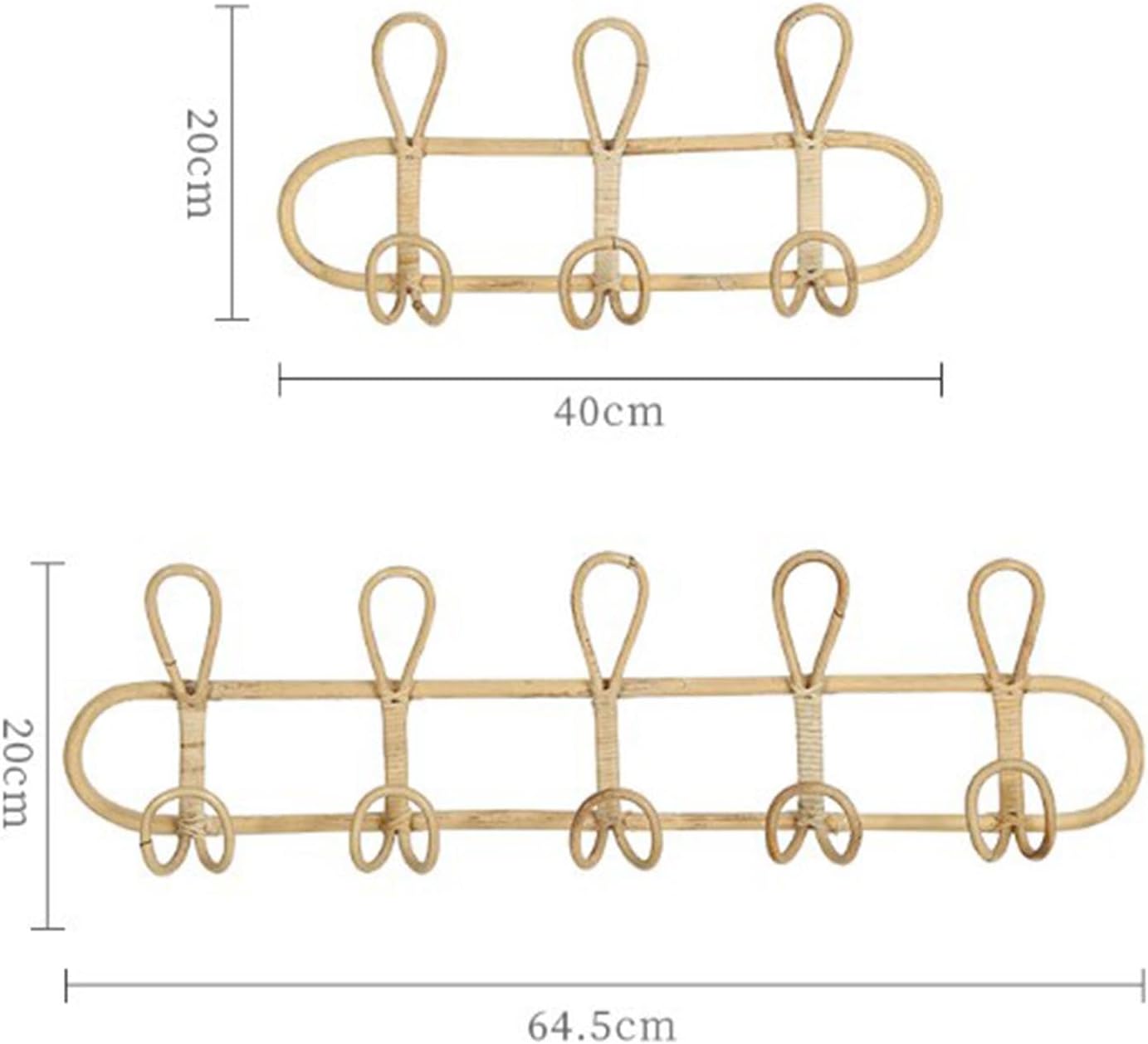 Wall Coat Rack Rattan Ornament Hanging Storage Organizer Hooks Holder Clothes Hooks Door / 5 Hooks