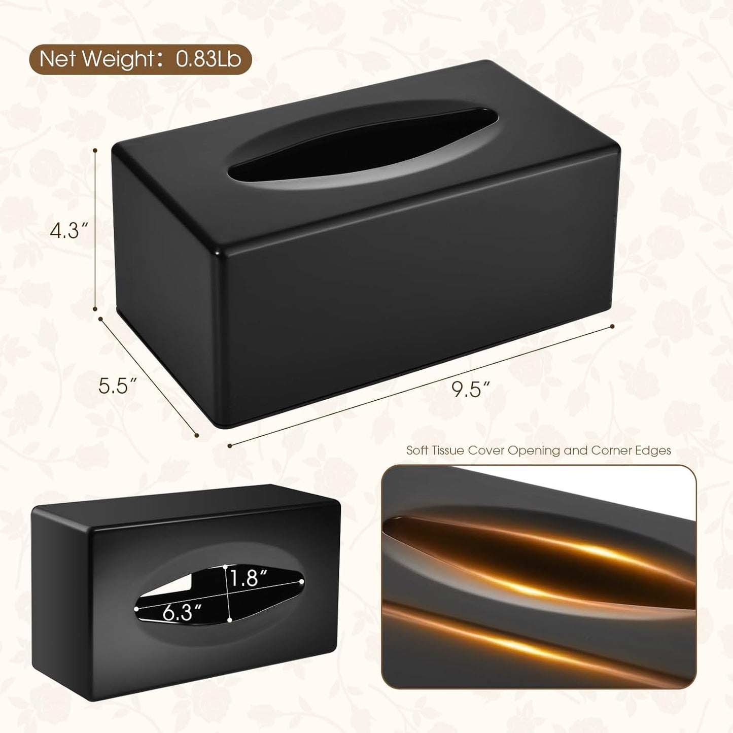 Tissue Box Cover / Matte Black