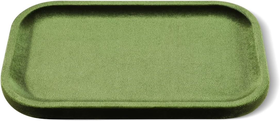 Resilient Velvet Jewelry Display Tray for Ring Earrings Bracelet Necklace / Olive Green / 7.9 x 4.7
