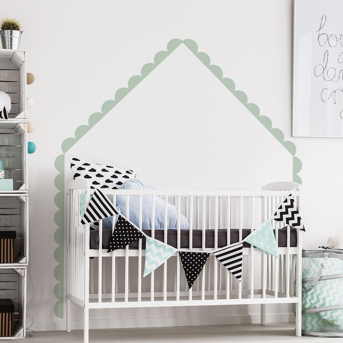 Scallop Border Wall Sticker / Light Green