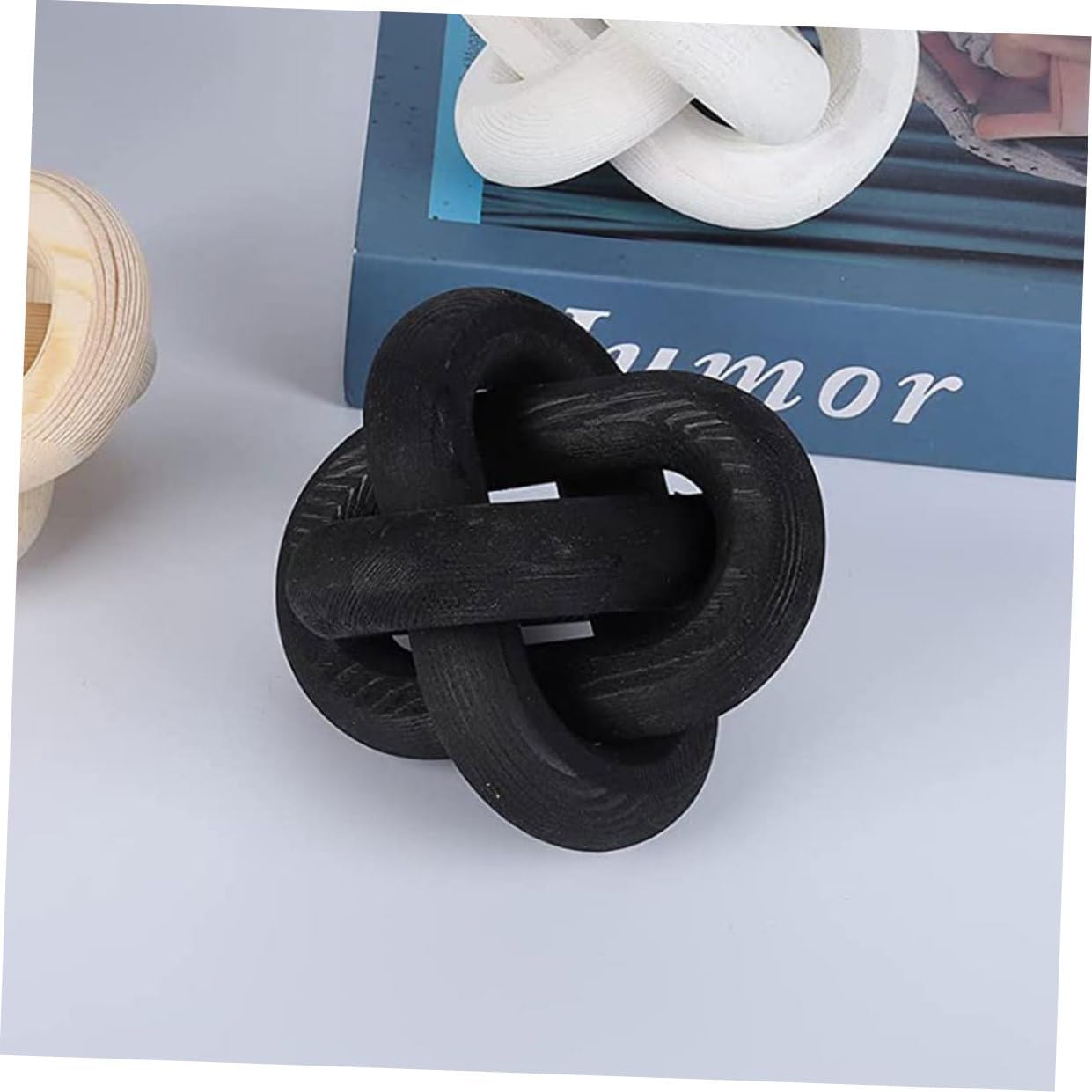 Handmade Wooden Chain Knot Book Shelf Ornament Wooden Handicraft Festival Decor