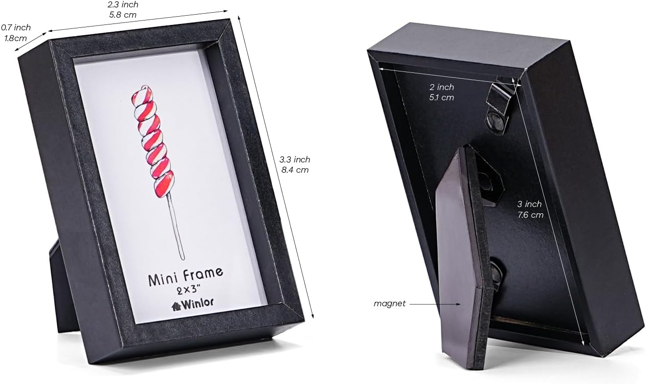 Small Picture Frames / Black / 2 x 3 / Set of 6