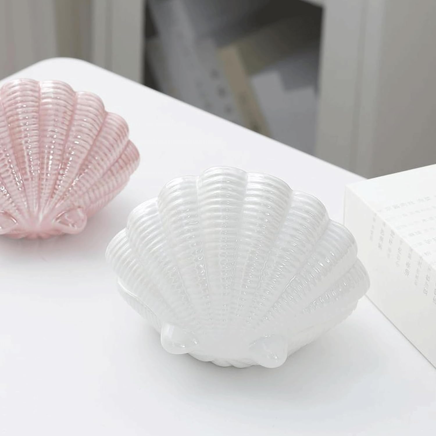 Ceramic Seashell Jewelry Tray Ring Dish / White