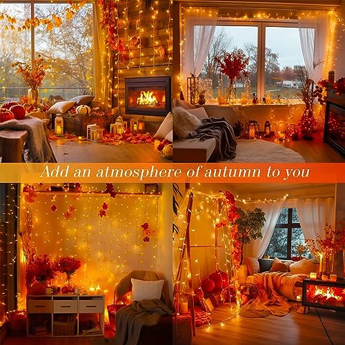 JMEXSUSS Connectable 100 LED Orange Halloween Lights Indoor Fall Lights