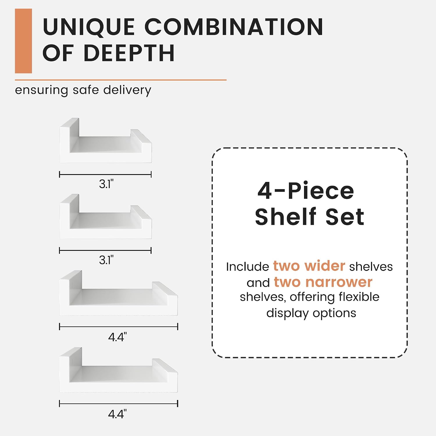 Floating Picture Ledge Shelves for Wall Set of 4, 36 Inch Wall Shelves with Lip Long Large Nursery Book Shelf for Toys