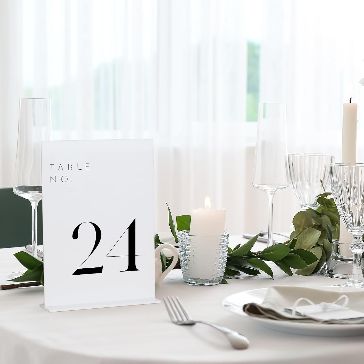 White Wedding Table Numbers 1-25 with Stands, 5"x7" White Acrylic Table Numbers, Perfect for Wedding Reception, Party