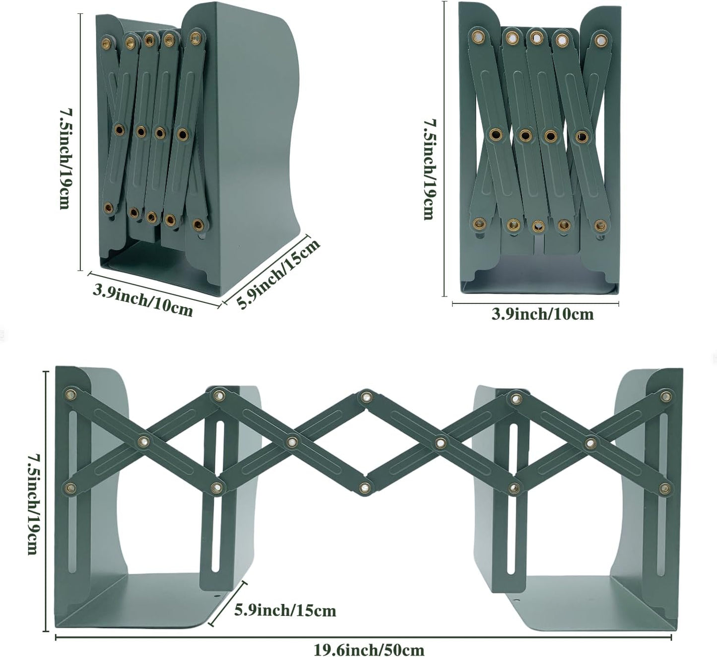 Metal Bookend for Heavy Books / Green