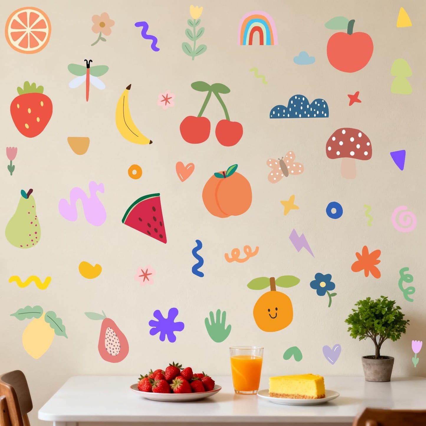 Abstract Fruits Shapes Wall Decal / Fruit Shapes
