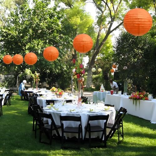 20Pcs Orange Paper Lanterns for Parties, 4” 6” 8” 10” 12” Chinese Asian Hanging Round Paper Lanterns for Birthday Wedding Halloween Christmas Home Decor Party Decor
