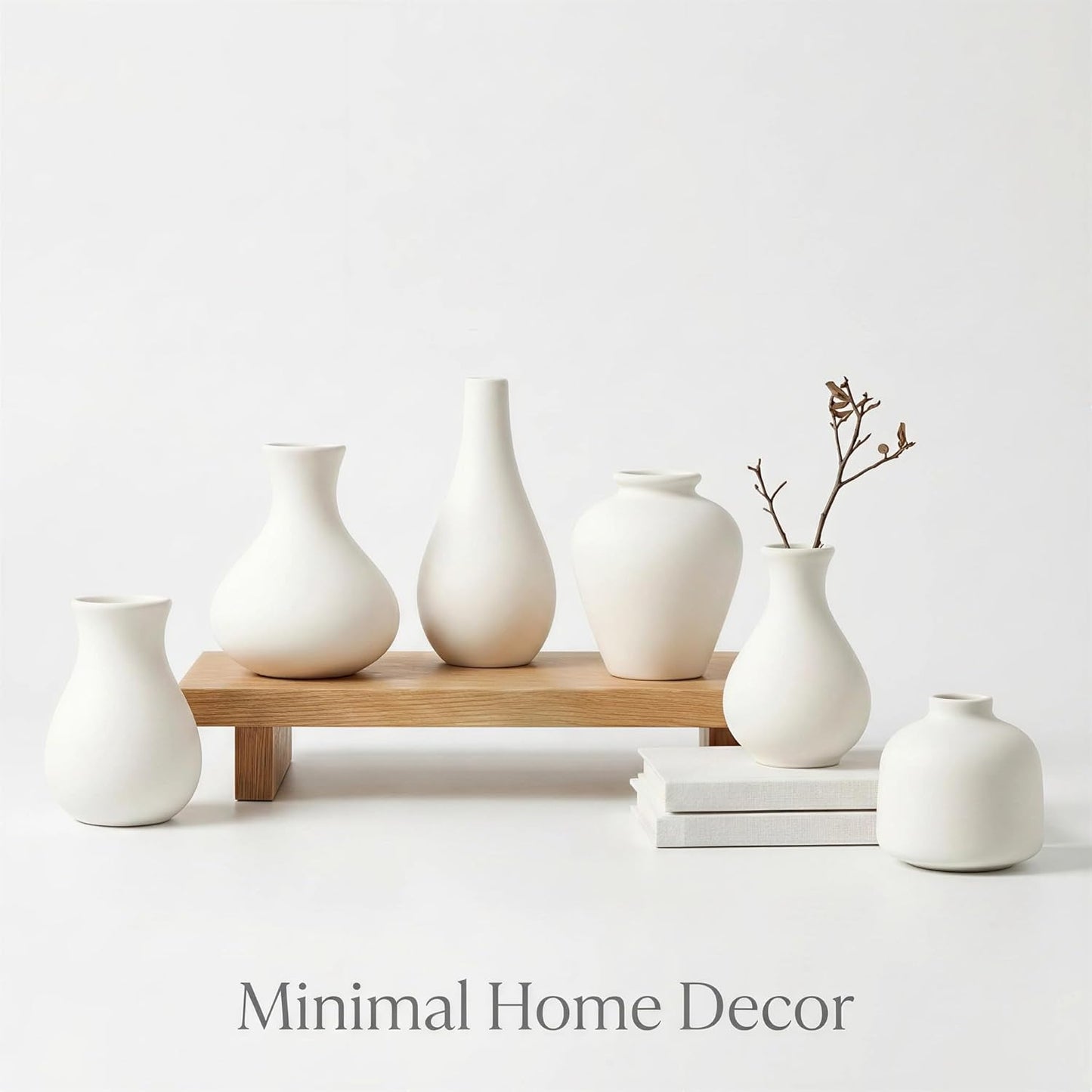 White Ceramic Bud Vase / White - 10-piece Set / Set of 10