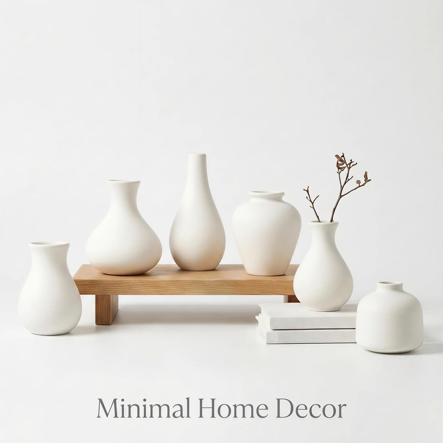 White Ceramic Bud Vase / White - 10-piece Set / Set of 10