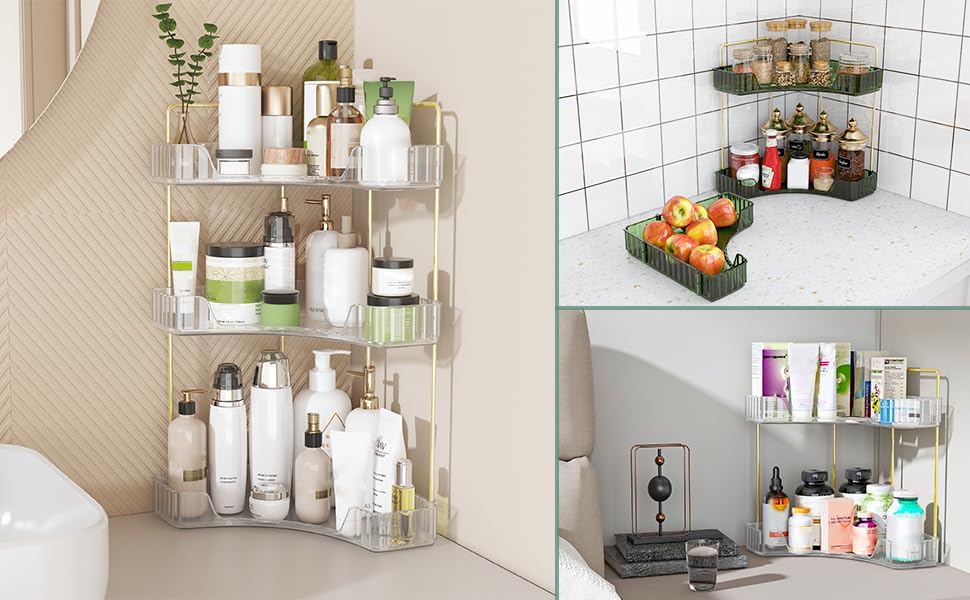 Webetop Corner Bathroom Organizer, 3 Tier Storage for Countertop | Multi Level Storage, Compact Design, Beauty