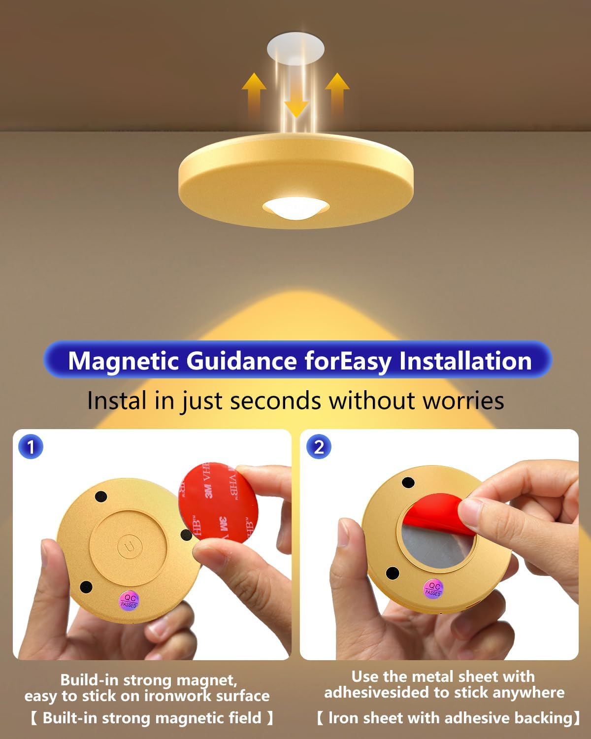 LED Puck Lights with Remote, 2000mAH Battery Operated, Rechargeable Shelf Light, Wireless,Color Changing Magnetic