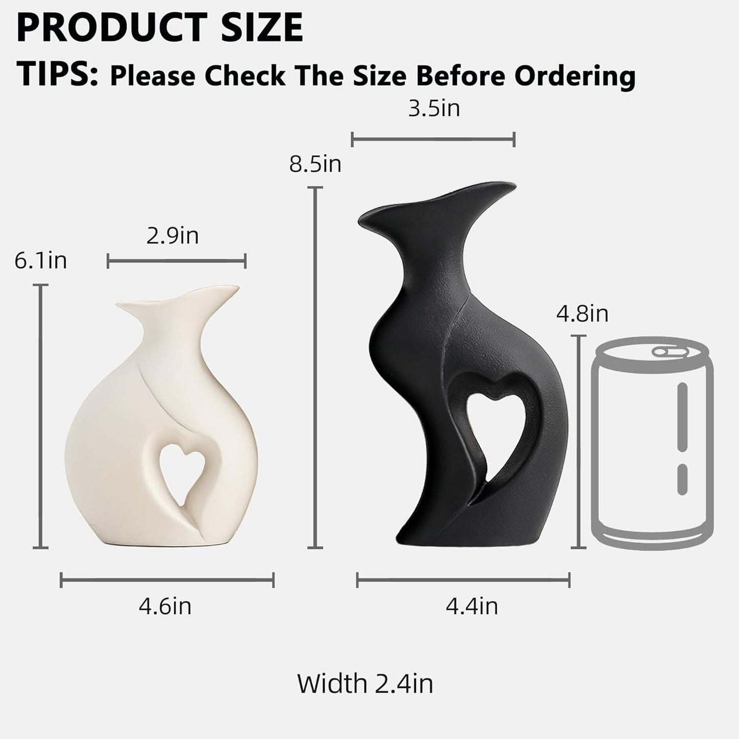 Modern Boho Hollow Flower Vases / Standard Black and White / Set of 2