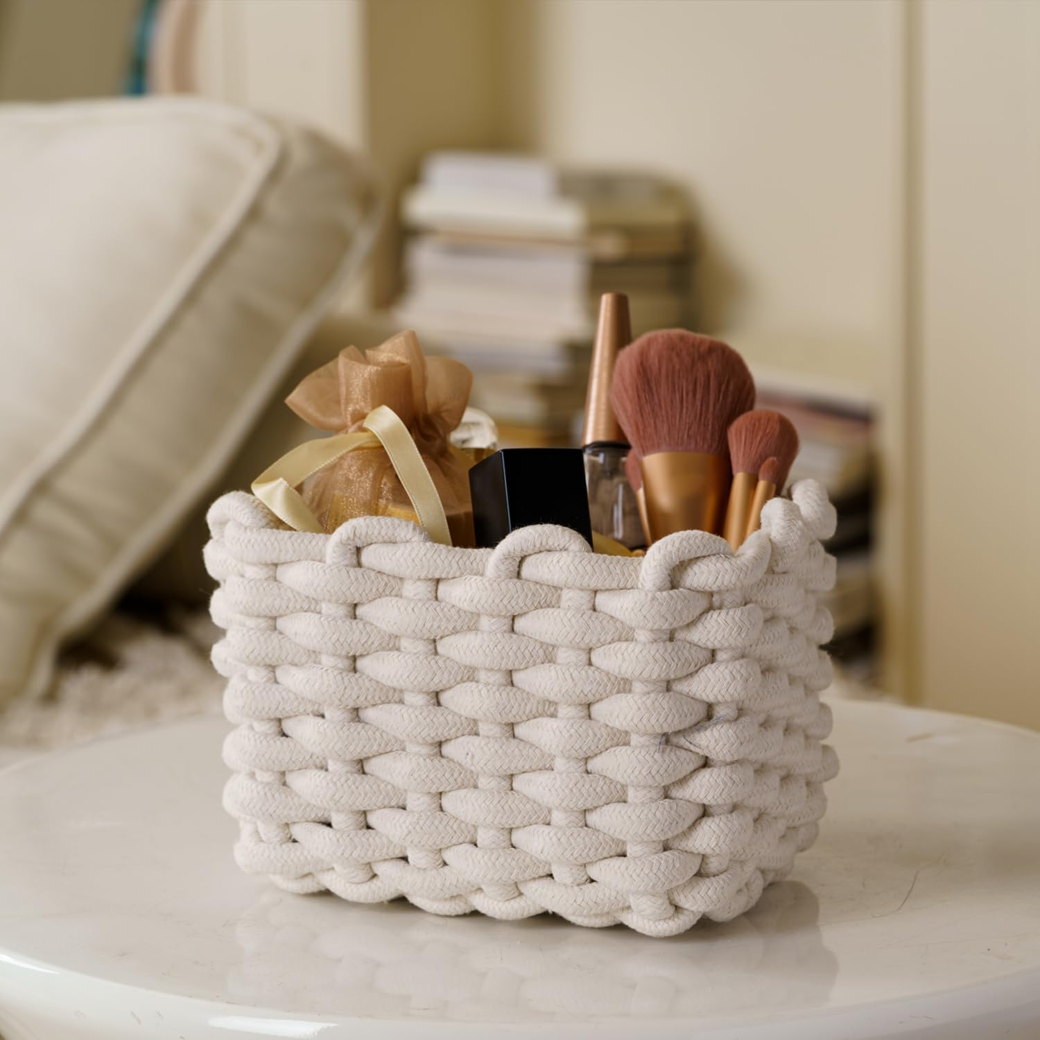 Small Woven Square Basket for Storage & Organizing