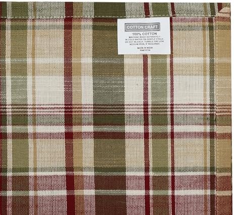 COTTON CRAFT Harvest Plaid Cloth Napkin - 12 Pack 100% Cotton Dinner Napkin