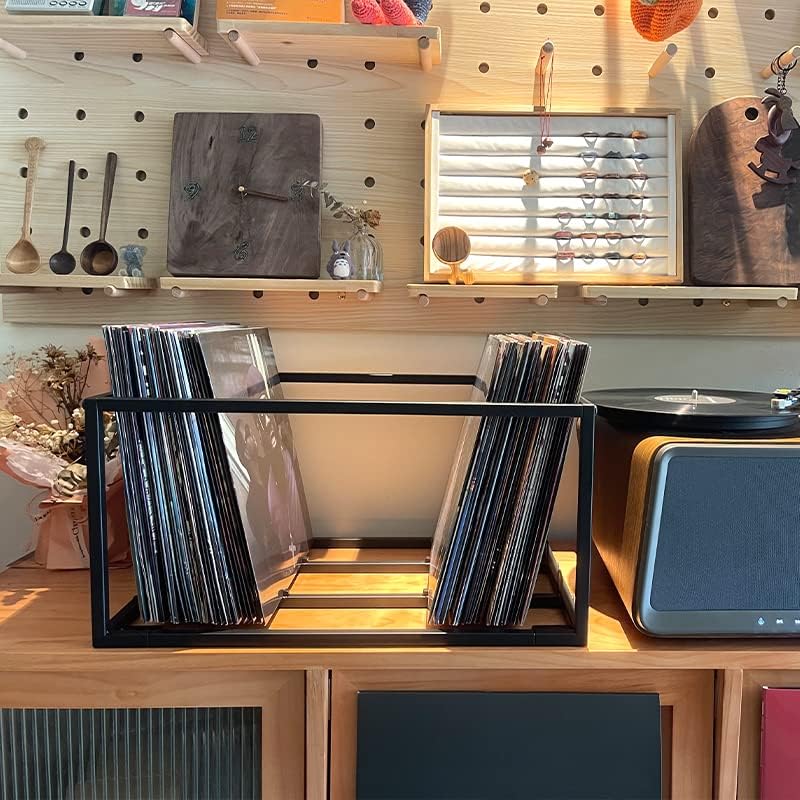 OrigoDeco Vinyl Record Storage Holder on Wheels - With Dust Cover - Holds up to 100 LP - Album Holder Display Stand