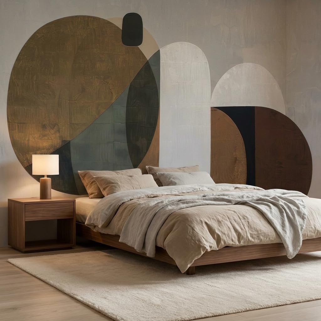 Modern Abstract Geometrical Wall Murals Peel and Stick 148" W x 110" H Mid / 148 x 110 / Brown