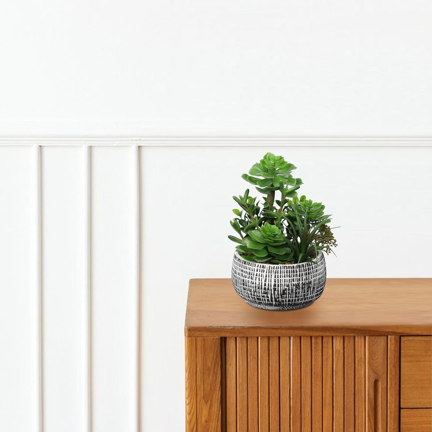 10" Large Succulents Plants Artificial in Ceramic Pots Potted Faux / Ceramic #style 2 / Black