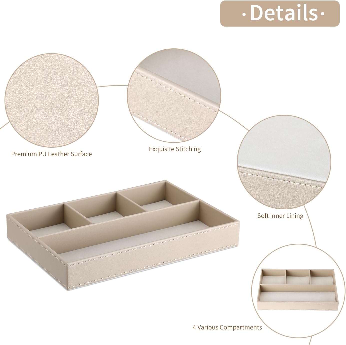 PU Leather Valet Tray / Beige