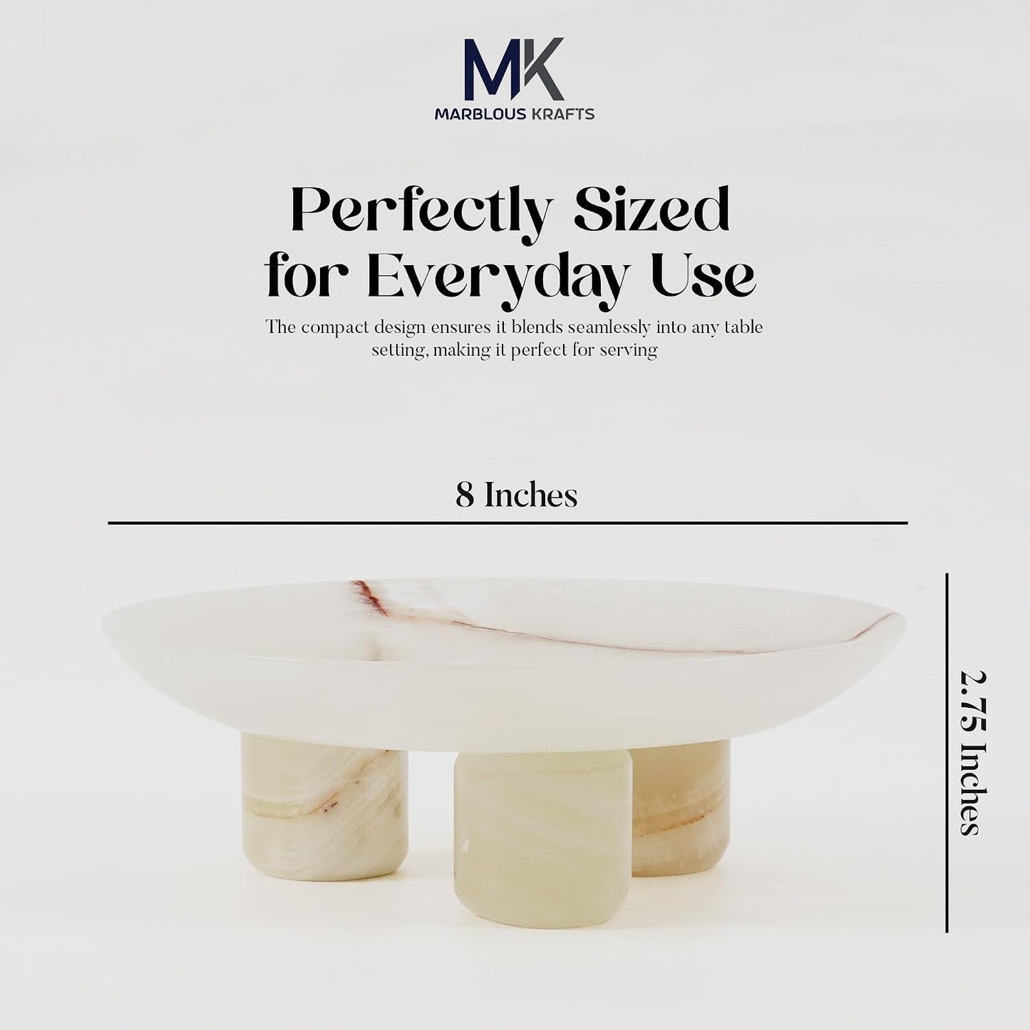 Fruit Bowl Tray / White Onyx / 8 Inch