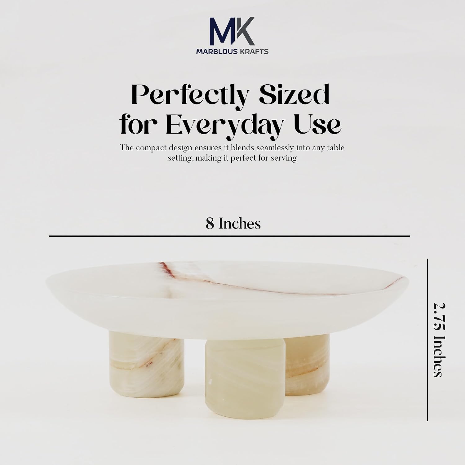Fruit Bowl Tray / White Onyx / 8 Inch