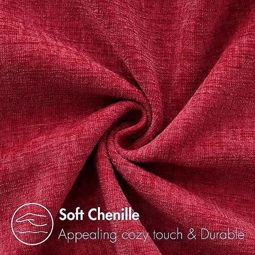 MIULEE Soft Chenille Throw Pillow Covers Red 20x20 Inch Pack of 2