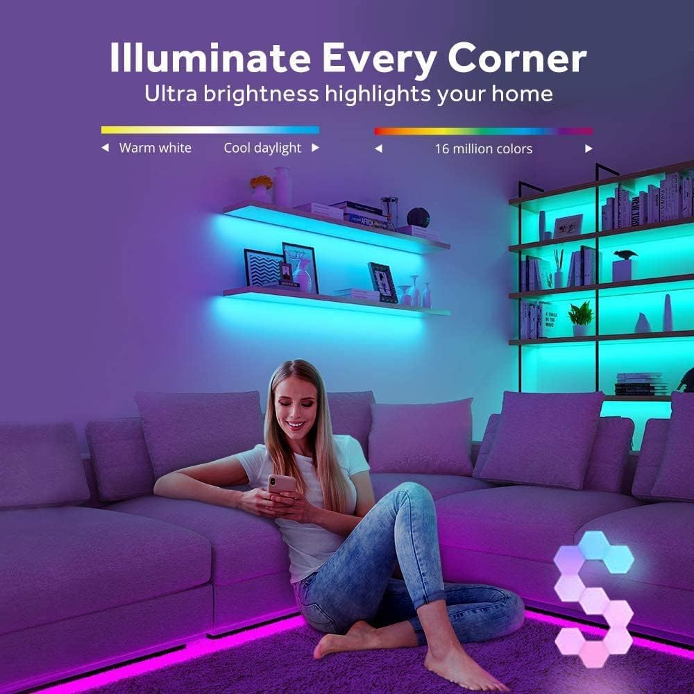 Battery Powered LED Strip Lights 20 inch x 4 Pack, Wireless LED Strip Lights for Bedroom Color Changing APP Remote, Led