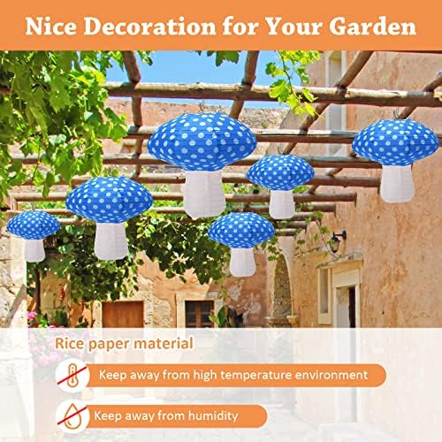 Windspeed 4Pcs Mushroom Shaped Paper Lanterns 8 &12 Inch Mushroom Lanterns