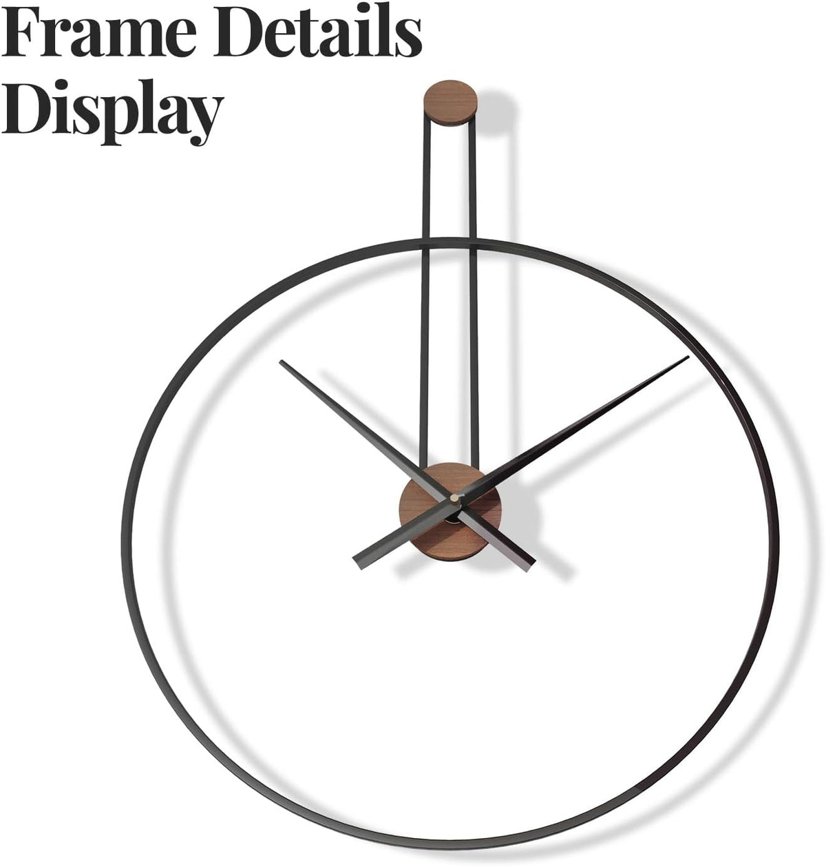 Cuspin 16 Inch Wall Clock, Modern Black Metal Clocks for Living Room | Silent non ticking, battery operated, open frame