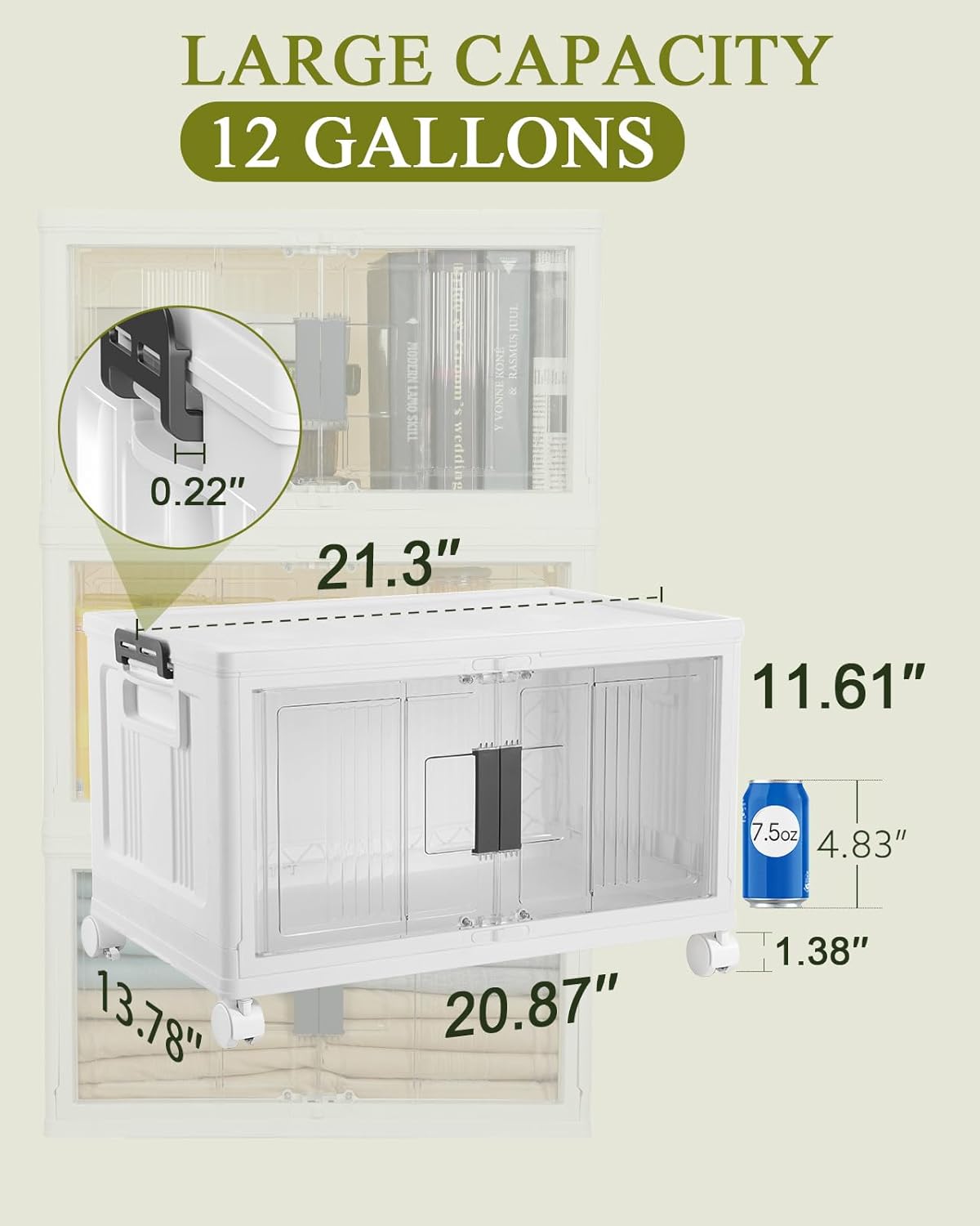 144QT Lockable Storage Bins / 48qt-white / Set of 3