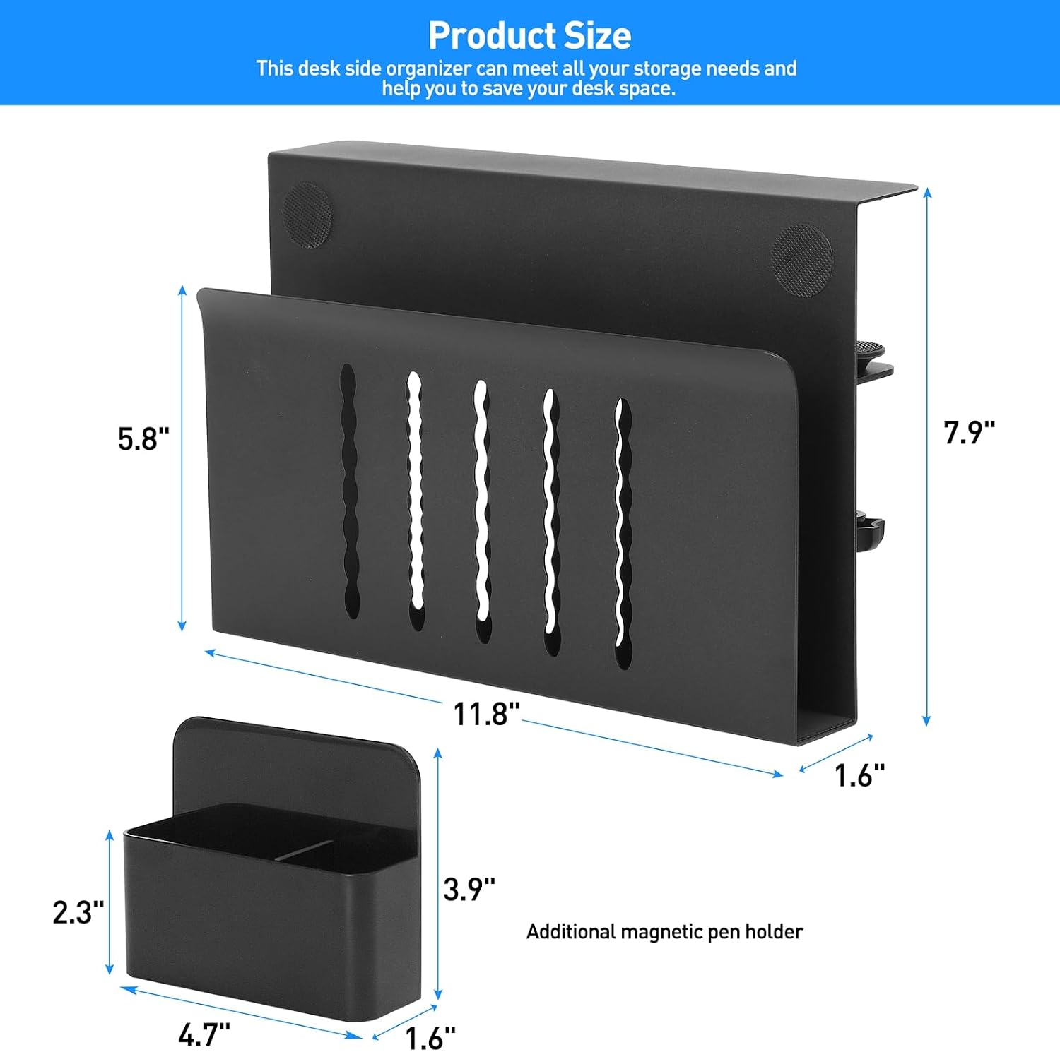 MAXECHO Desk Side Storage, Under Desk Laptop Mount, Table Side Hanging File Organizer, No Drill Clamp On Cable