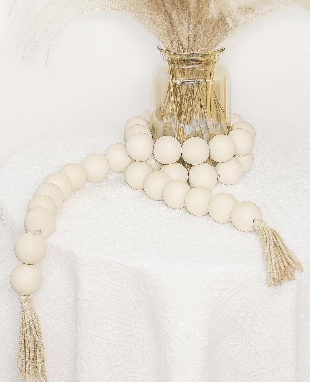 72" Large Wood Bead Garland / Large Natural