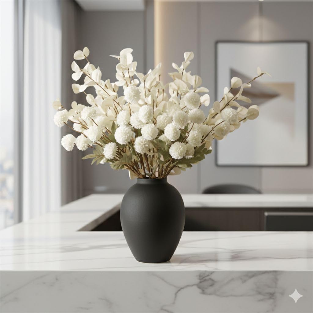 SilkSerenade Large Black Matte Flower Vase / Matte Black