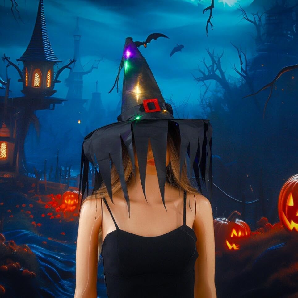 light up Halloween Decorations Witch Hat Hanging sawtooth Lights Ghost hats