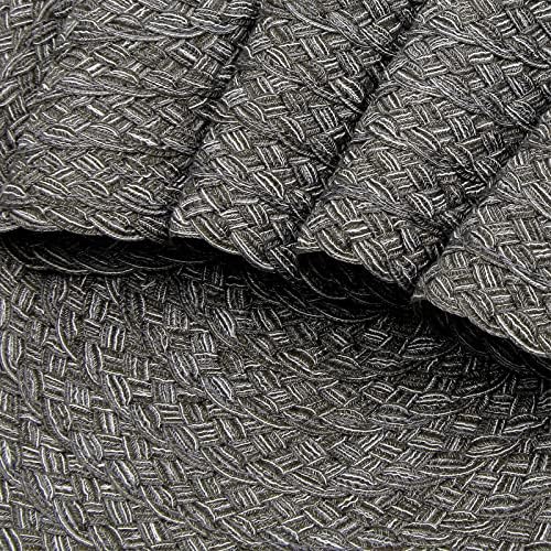 SHACOS Round Braided Placemats Set of 6 Thick Woven Placemats Washable 15 inch Circle Place Mats Non Slip Table Mats for Dining Table, Gray White