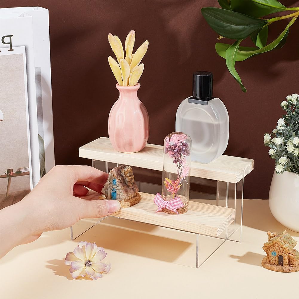 Tabletop Small Food Stand Risers Acrylic Display Makeup Step / Antique White