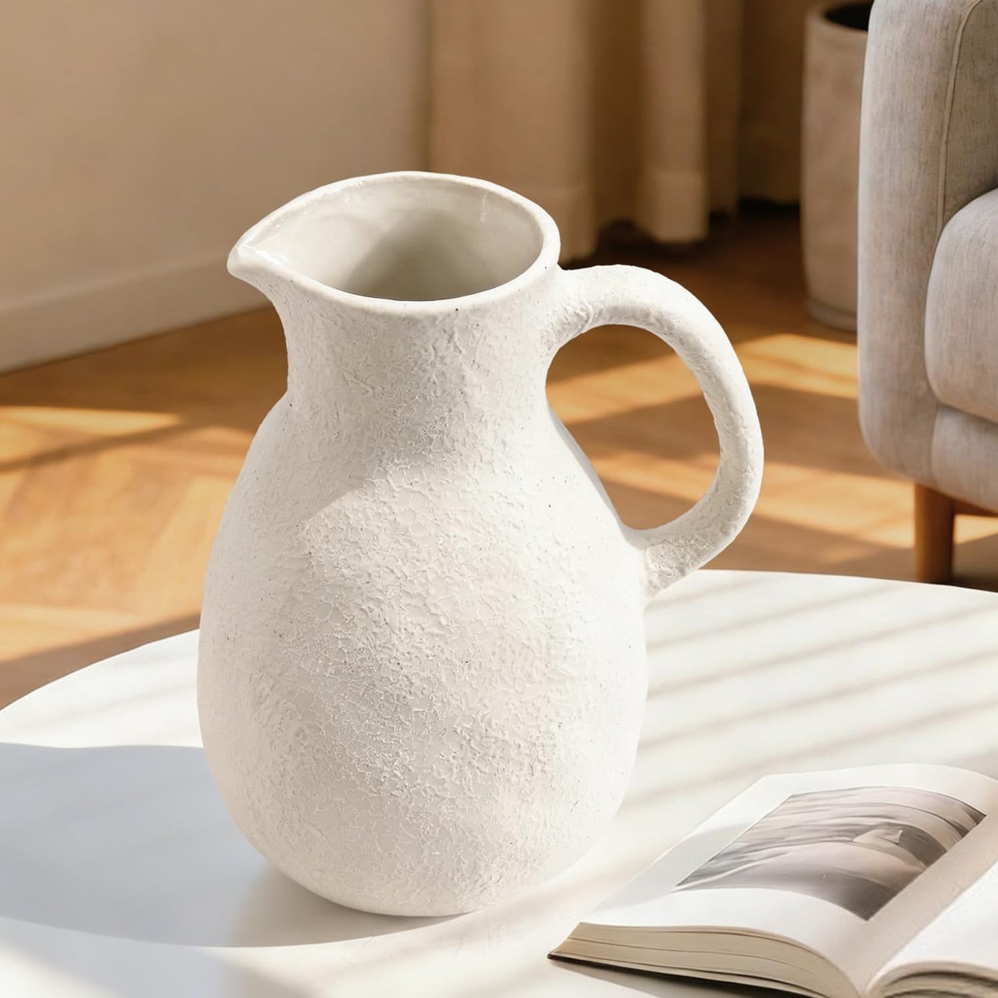 Ceramic Flower Vase Farmhouse Vase / White / 8 Inch