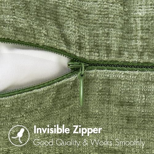 MIULEE Soft Chenille Lumbar Throw Pillow Covers Sage Green 14x22 Pack of 2