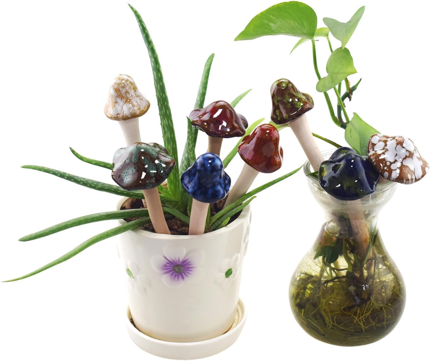 Accessories Ceramic Mushroom Garden Pot Decoration Mushroom Figurine Indoor and Outdoor / Set of 8